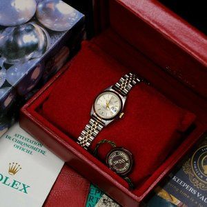LADY ROLEX DATEJUST SILVER DIAMOND DIAL FLUTED BEZEL WATCH ORIGINAL BOX & PAPERS